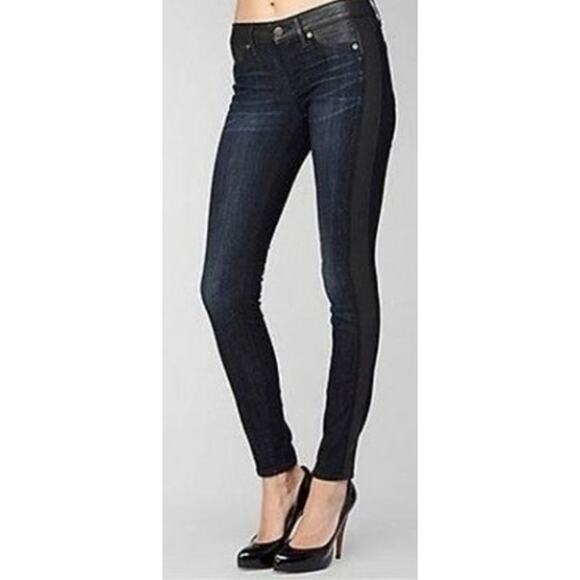 Rich & Skinny Dark Wash Tuxedo Stripe Coated Skinny Jeans Size 29 - Picture 4 of 9